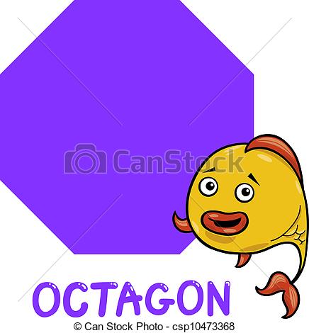 436x470 Octagon Shape With Cartoon Fish. Cartoon Illustration Of Clip