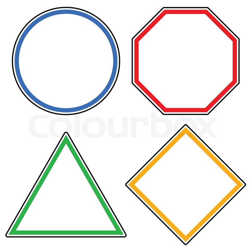 800x800 Set Of Roadsigns. Circle, Octagon (Stop Sign), Triangle And Square