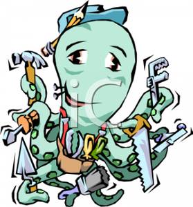 279x300 An Octopus Handyman Holding Many Different Tools Clip Art Image