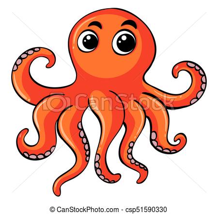 450x441 Orange Octopus On White Background Illustration Vectors