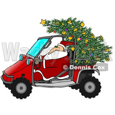 400x400 Royalty Free (Rf) Clipart Illustration Of Santa Driving A Mud Bug