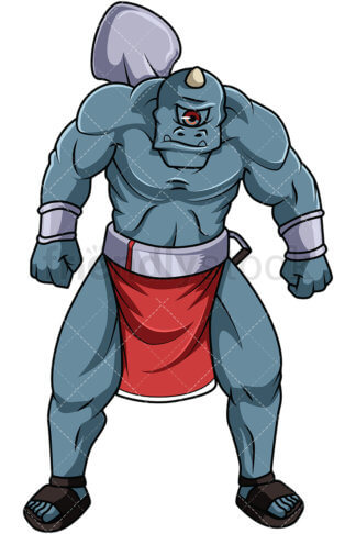 324x486 Ogre With Mace Cartoon Vector Clipart