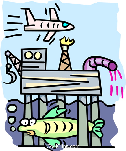 402x480 Off Shore Oil Rig 1 Royalty Free Vector Clip Art Illustration