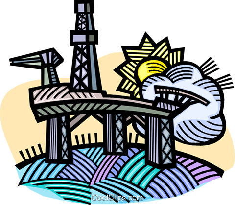480x419 Oil Drilling Platform Royalty Free Vector Clip Art Illustration