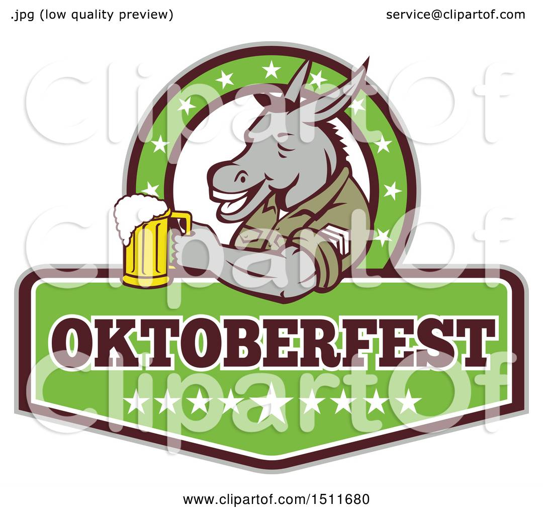 1080x1024 Clipart Of A Military Donkey Holding A Beer Mug In An Oktoberfest