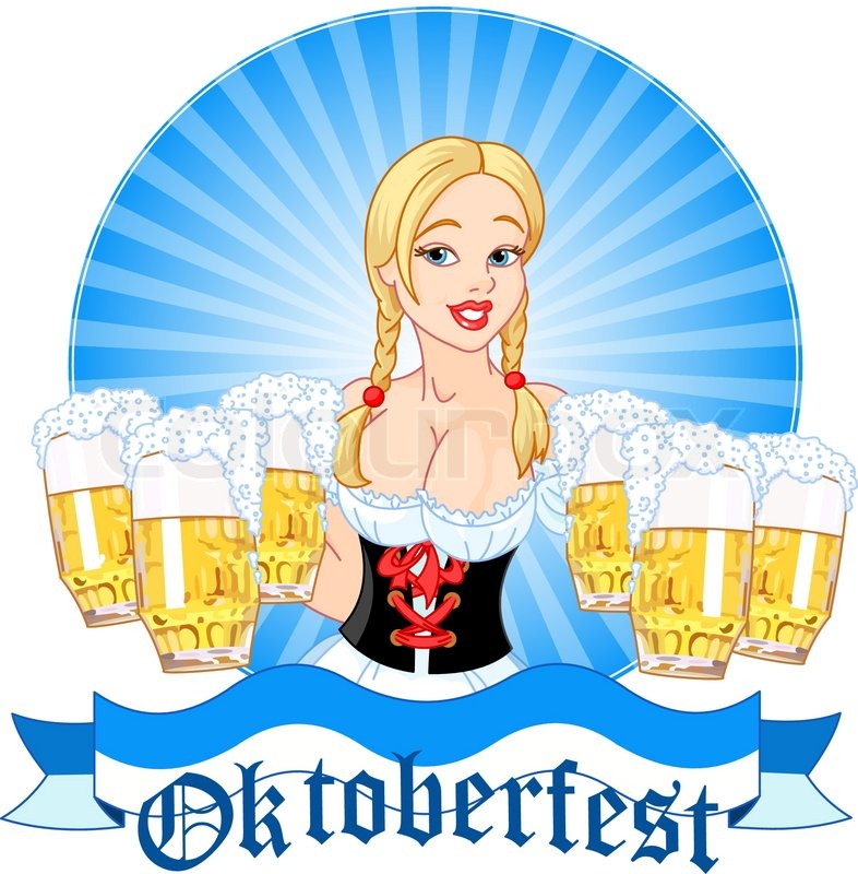 786x800 Illustration Of Oktoberfest Girl Serving Beer Stock Vector