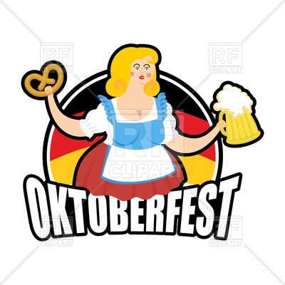400x400 Oktoberfest Girl And Beer Mug. Beer Festival Emblem. Royalty Free