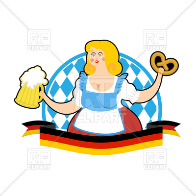 400x400 Oktoberfest Waitress With Beer Mug And Pretzel