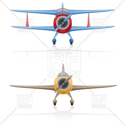 400x400 Front View Of Cartoon Biplane With Airscrew