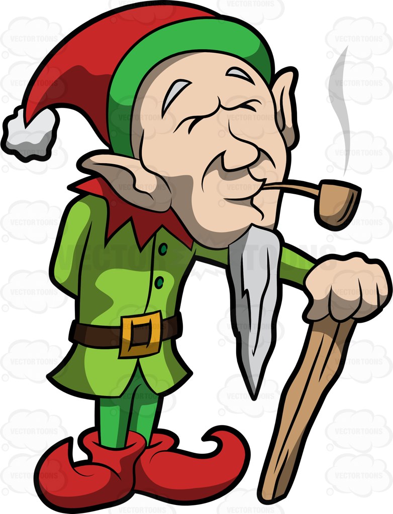 782x1024 An Old Elf Enjoying A Smoke Cartoon Clipart Vector Toons