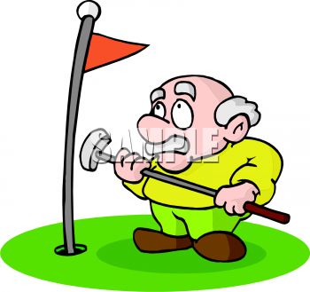 350x329 Royalty Free Clipart Image Cartoon Of An Old Man Playing Golf