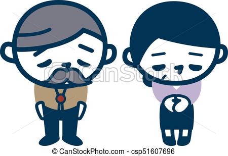 450x309 Illustration Of An Old Couple Bowing. Vector Illustration . Eps