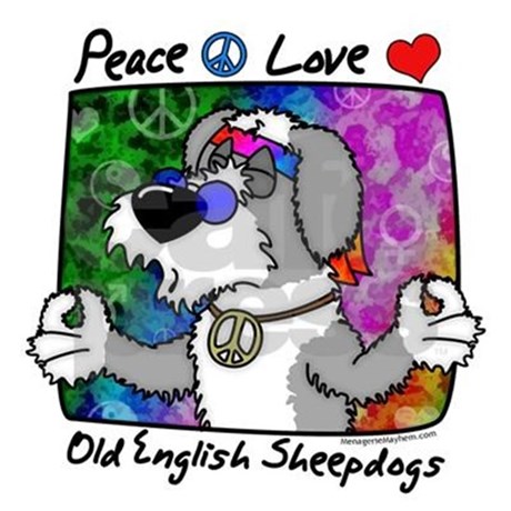 460x460 Hippie Old English Sheepdog Tile Coaster By Menageriemayhem