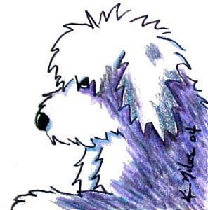 296x300 Old English Sheepdog Cartoon Art Created In India Ink And Color