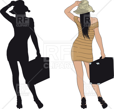400x383 Woman In A Short Dress With Old Suitcase