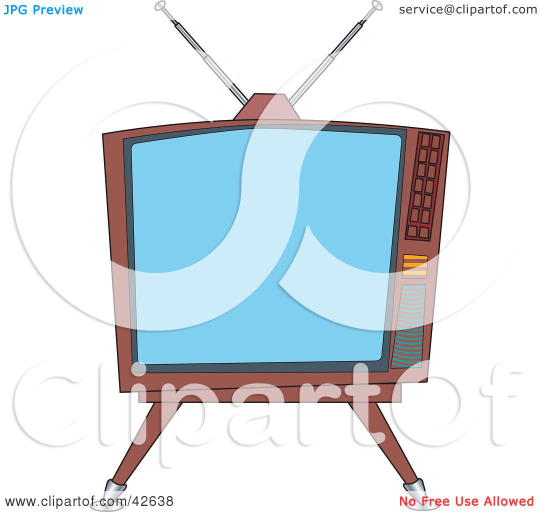 1080x1024 Clipart Illustration Of An Old Fashioned Square Tv On A Stand By