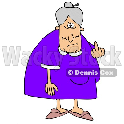 400x400 Clipart Illustration Of A Mean Old Caucasian Lady With Gray Hair