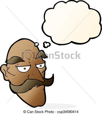 420x470 Cartoon Old Man Face With Thought Bubble Vector Clip Art