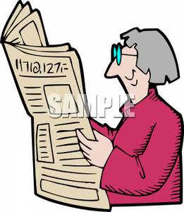 261x300 Clipart Image An Elderly Woman Reading The Newspaper