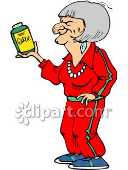 263x350 Healthy Old Woman Holding A Bottle Of Garlic Tablets