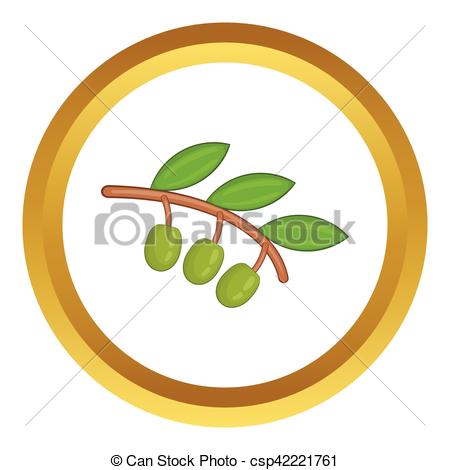 450x470 Olive Branch With Green Olives Vector Icon In Golden Circle