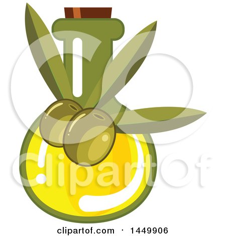 450x470 Clipart Graphic Of A Green Olive Branch And Oil Bottle Label