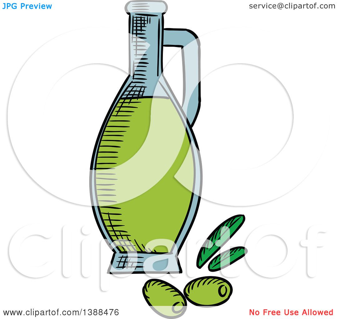 1080x1024 Clipart Of A Sketched Bottle Of Olive Oil