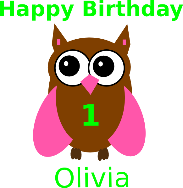 582x598 Pink Owl Olivia Birthday Clip Art