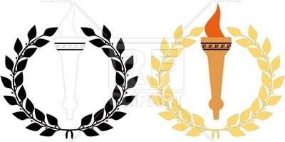 400x200 Olympic Attributes Torch And Laurel Wreath Royalty Free Vector