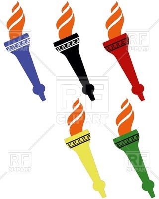 320x400 Five Olympic Torches Royalty Free Vector Clip Art Image