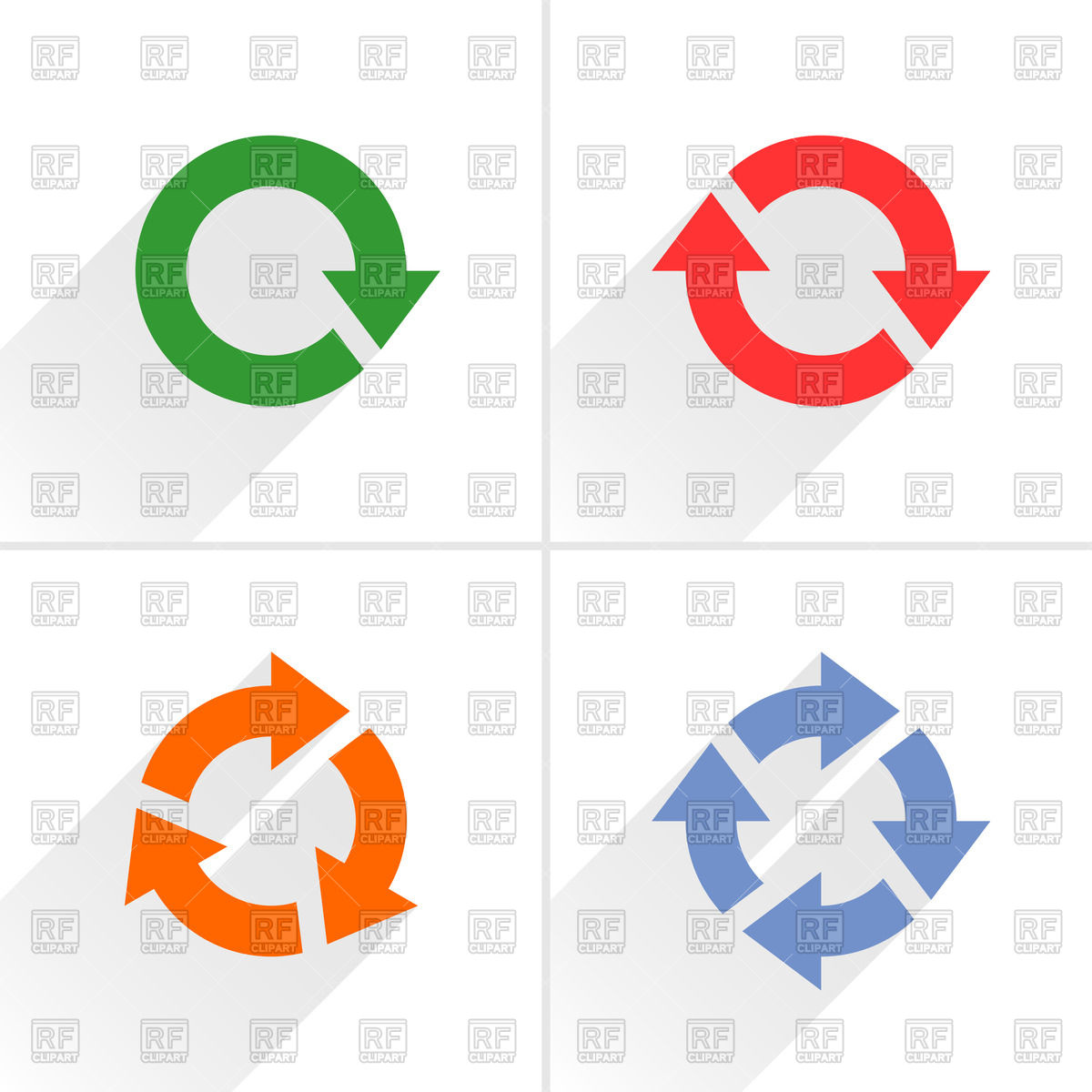 1200x1200 One, Two, Three And Four Sections Round Arrows Royalty Free Vector