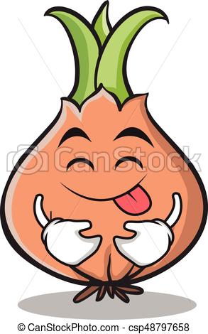 293x470 Tongue Out Onion Character Cartoon Vector Illustration Clipart