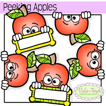 350x350 Free These Peeking Apple Faces With Labelsframes Clipart Clip Art