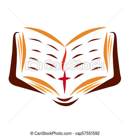 450x470 Open Bible And Cross, Christian Reading Stock Illustration