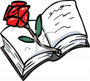 300x269 Clip Art Image A Red Rose On An Open Book