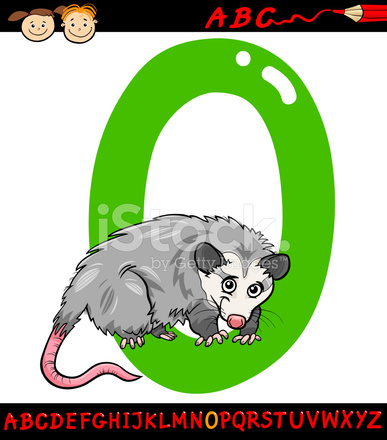 387x440 Letter O For Opossum Cartoon Illustration Stock Vector