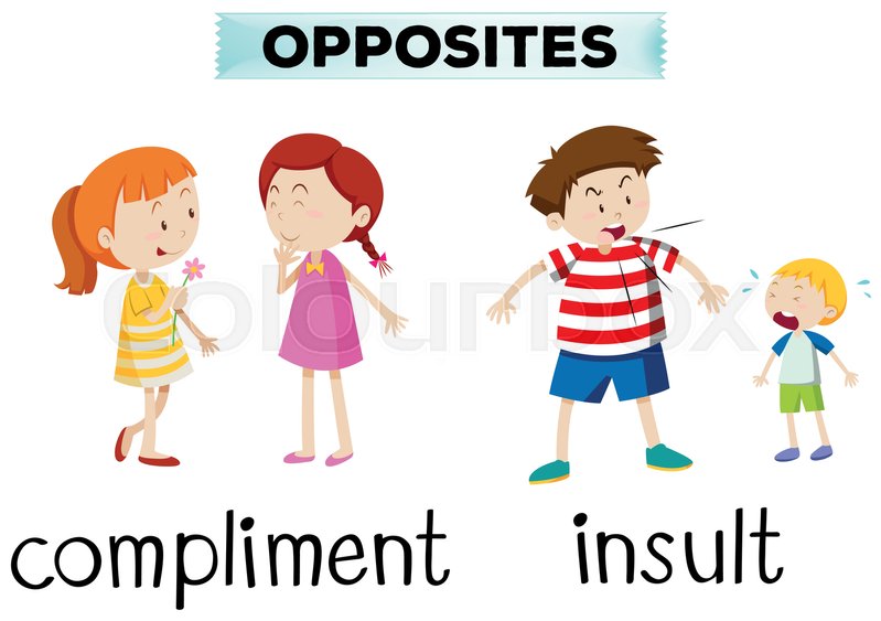 799x563 Opposite Words For Compliment And Insult Illustration Stock