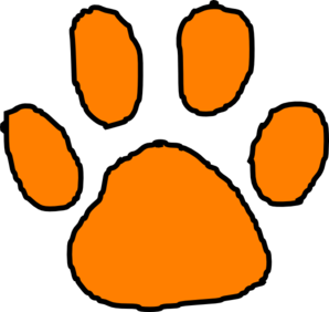 298x282 Orange Tiger Paw With Black Outline Clip Art