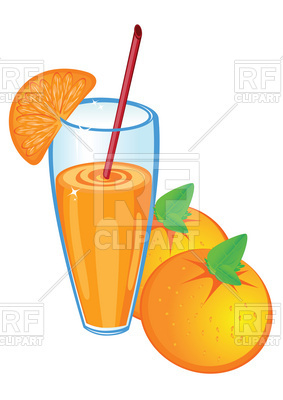 283x400 Glass Of Orange Juice And Fruit Royalty Free Vector Clip Art Image