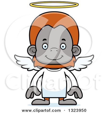 450x470 Clipart Of A Cartoon Happy Orangutan Monkey Angel