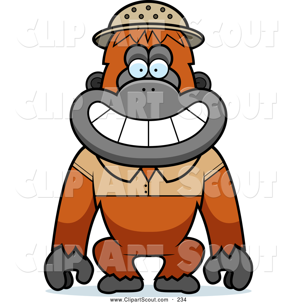 1024x1044 Clipart Of A Friendly Orangutan Monkey Explorer By Cory Thoman