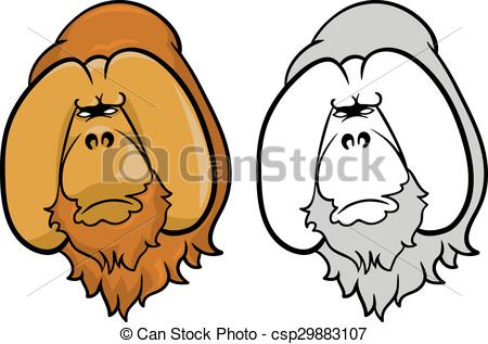 450x317 Vector Illustration Of Orangutans Head Vector Clipart