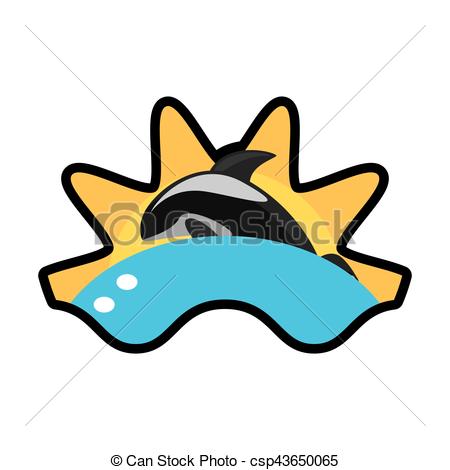 450x470 Killer Whale Marine Wildlife Species Wave Sun Stamp Vector Clip