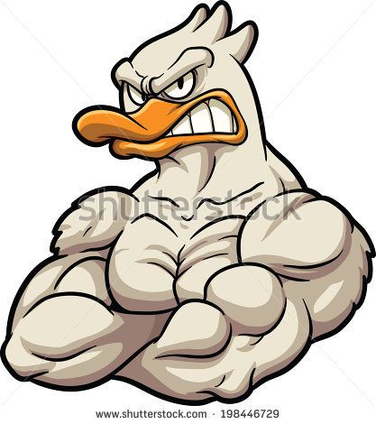 417x470 Strong Cartoon Duck Mascot. Vector Cliprt Illustration.ll In