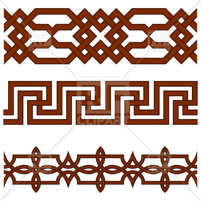 400x400 Oriental Geometrical Seamless Borders Royalty Free Vector Clip Art