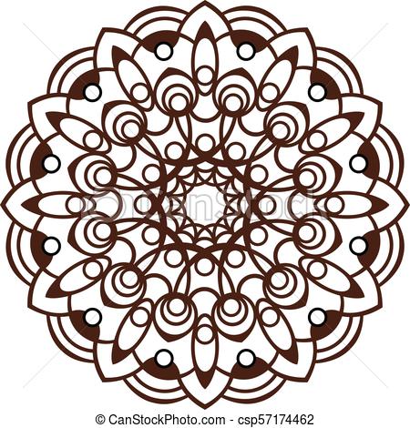 450x470 Vector Coaster Design. Laser Cutting Mandala. Oriental Brown