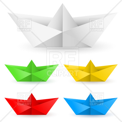 400x400 Origami Paper Boats Royalty Free Vector Clip Art Image