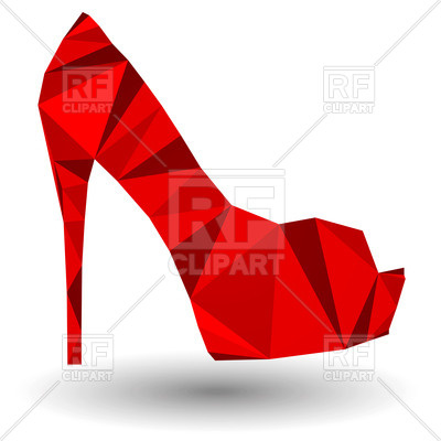400x400 Red Abstract High Heel Shoe In Origami Style Royalty Free Vector
