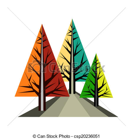 450x470 Illustration Of Abstract Landscape With Origami Trees Clipart