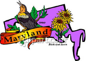 300x211 Purple State Of Maryland With State Symbols Of Oriole And